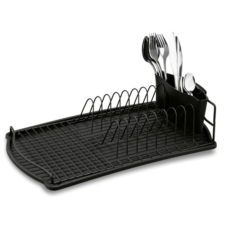 Tadar, suszarka do naczyń z tacą i ociekaczem, czarna, 47,5-26,5-11 cm