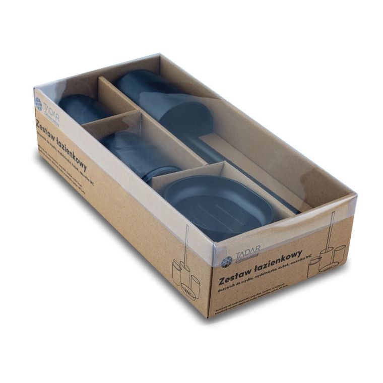 Tadar, zestaw łazienkowy, czarny mat, 4 elementy