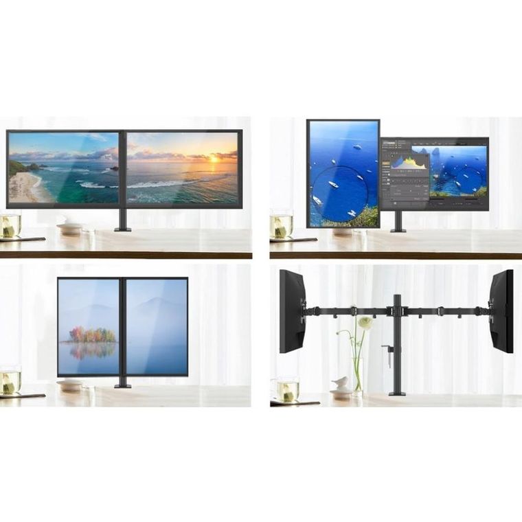 Techly, podwójne ramię biurkowe, LED/LCD 13-27"