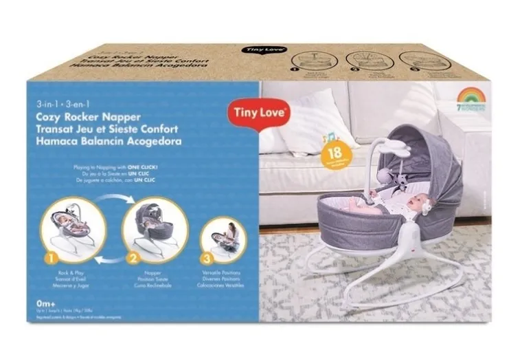 Tiny Love, leżaczek, bujaczek, 3w1, szary