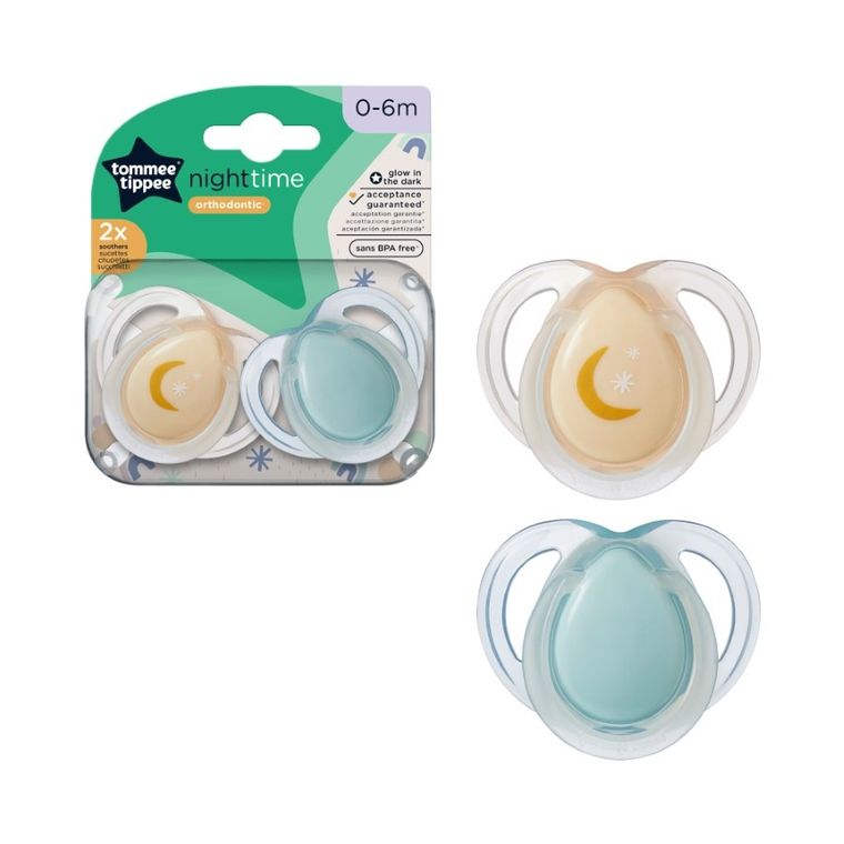 Tommee Tippee, Night, smoczek uspokajający, 0-6 m, 2 szt.