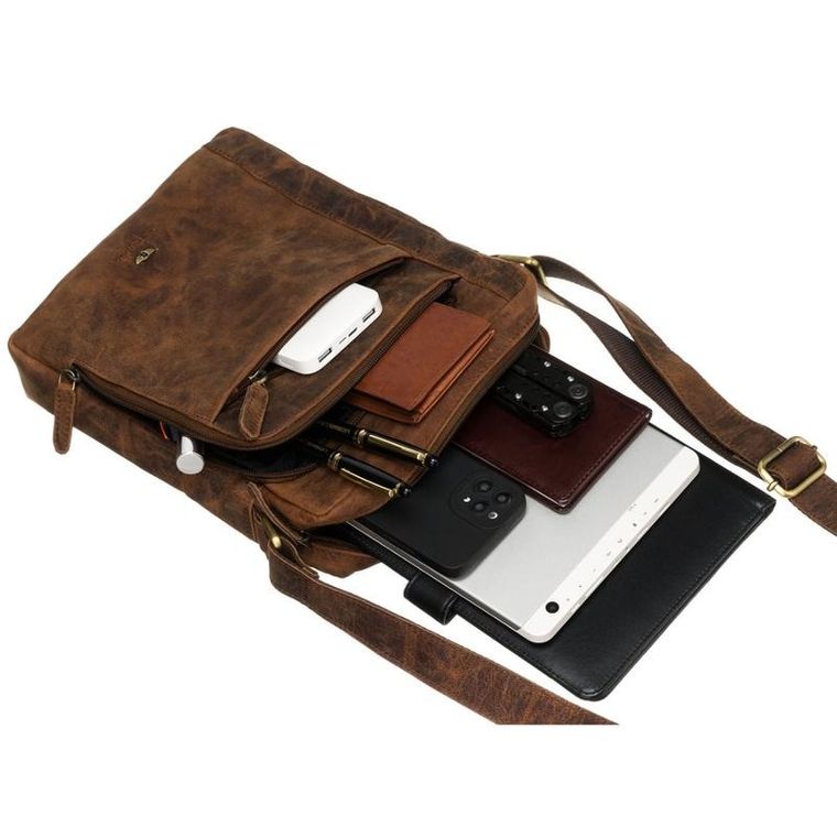 Torba listonoszka, brązowa, skórzana, Peterson