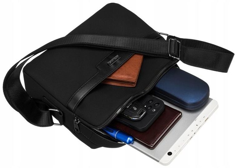 Torba listonoszka, czarna, Rovicky