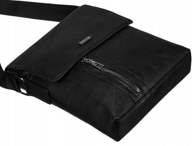 Torba listonoszka, czarna, skóra ekologiczna, Rovicky