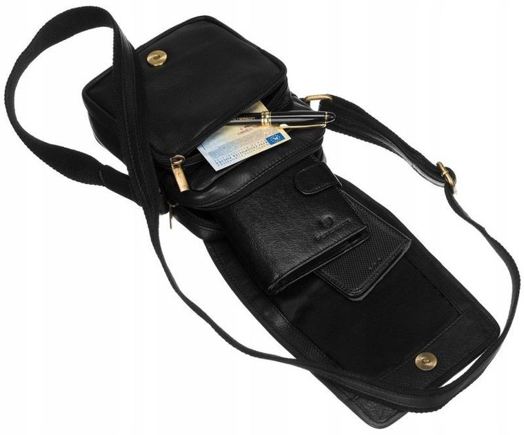 Torba listonoszka, czarna, skórzana, Peterson