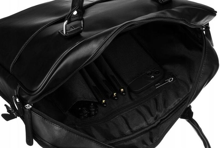 Torba na laptopa, czarna, skóra ekologiczna, 14", Peterson
