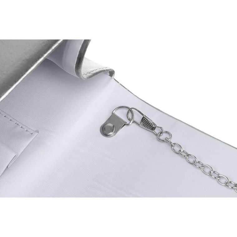 Torebka kopertówka, srebrna, skóra ekologiczna, Rovicky