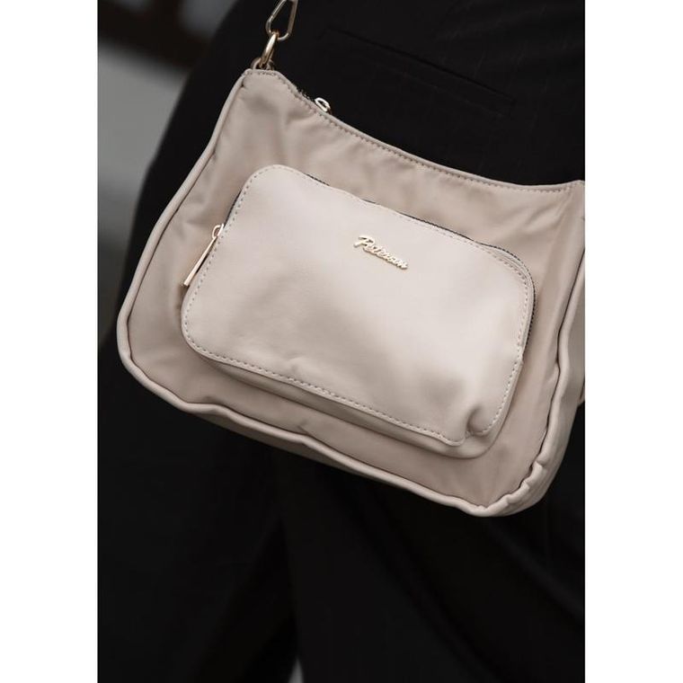 Torebka listonoszka, beżowa, skóra ekologiczna, Peterson