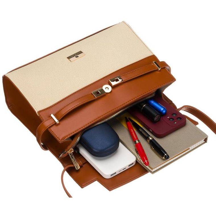 Torebka listonoszka, ecru, skóra ekologiczna, Peterson