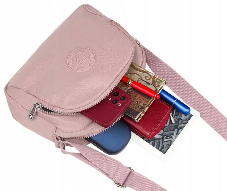 Torebka listonoszka, różowa, Peterson