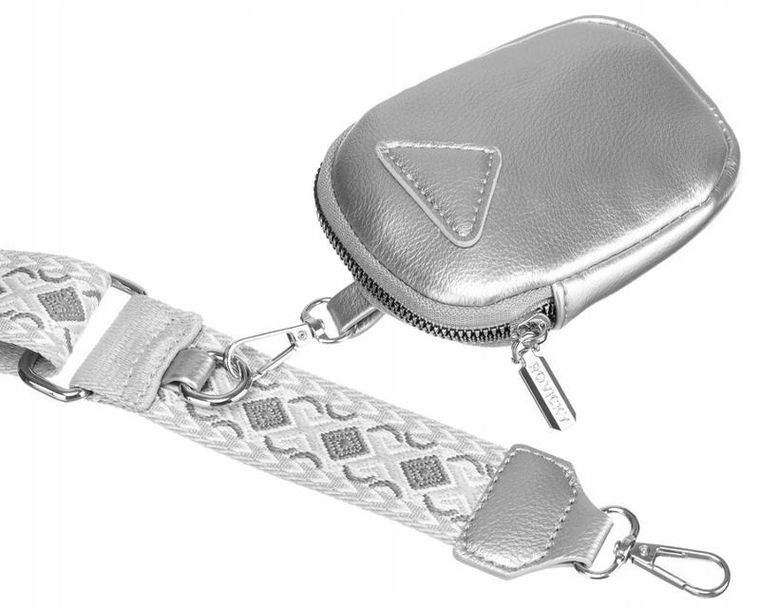Torebka listonoszka, srebrna, skóra ekologiczna, Rovicky