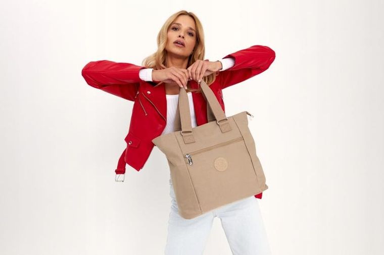 Torebka shopper, beżowa, Peterson