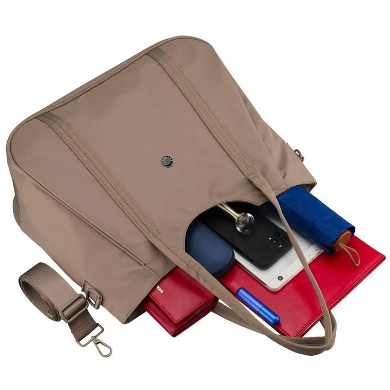 Torebka shopper, beżowa, poliester, Peterson