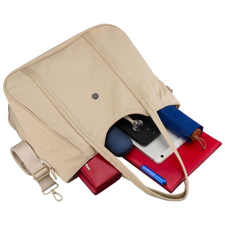 Torebka shopper, beżowa, poliester, Peterson