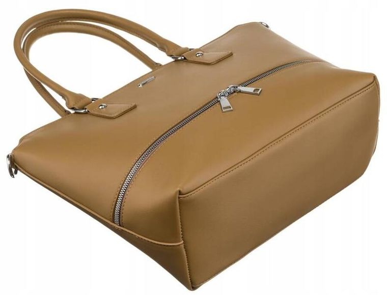 Torebka shopper, beżowa, skóra ekologiczna, Rovicky