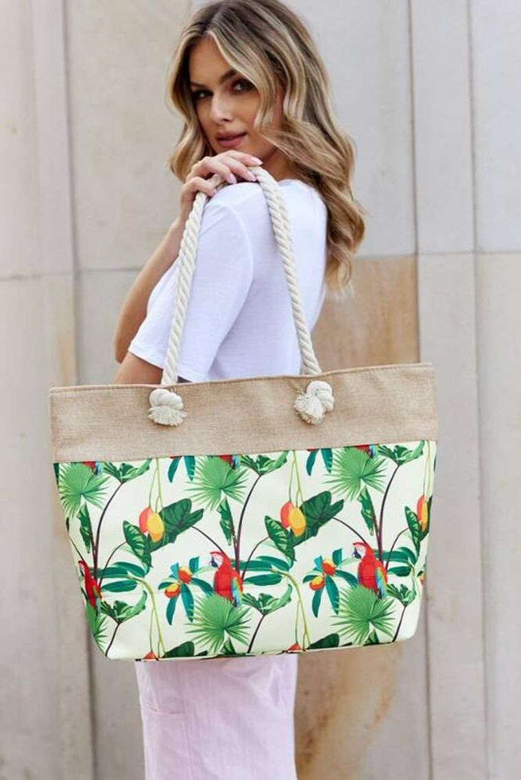 Torebka shopper, zielona, plażowa