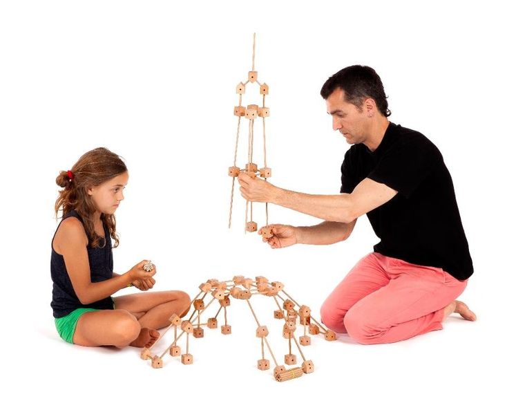 Trigonos, Mini Trigonos L, drewniane klocki konstrukcyjne, 130 elementów