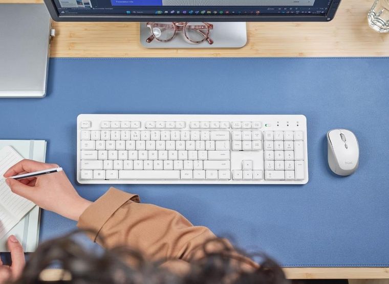 Trust, Ody II, zestaw klawiatura + mysz, bezprzewodowa, biała