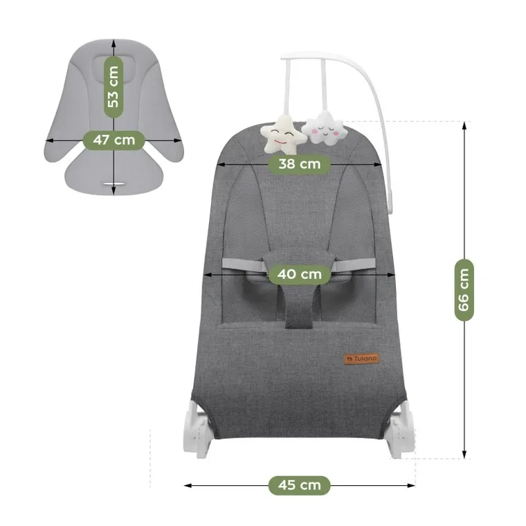 Tulano, Moon 50, leżaczek bujaczek, szary