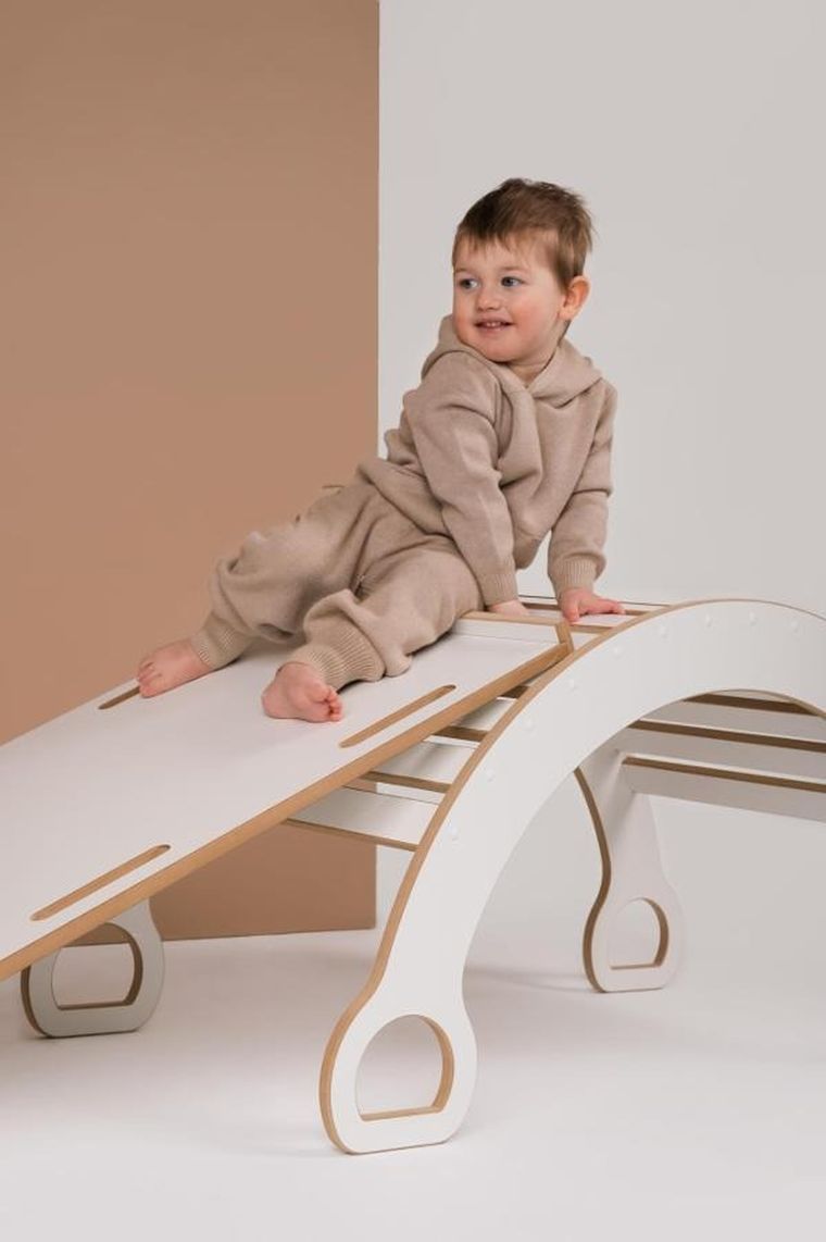 tupti.wood, 2w1: duży bujak montessori + duża zjeżdżalnia, drabinka