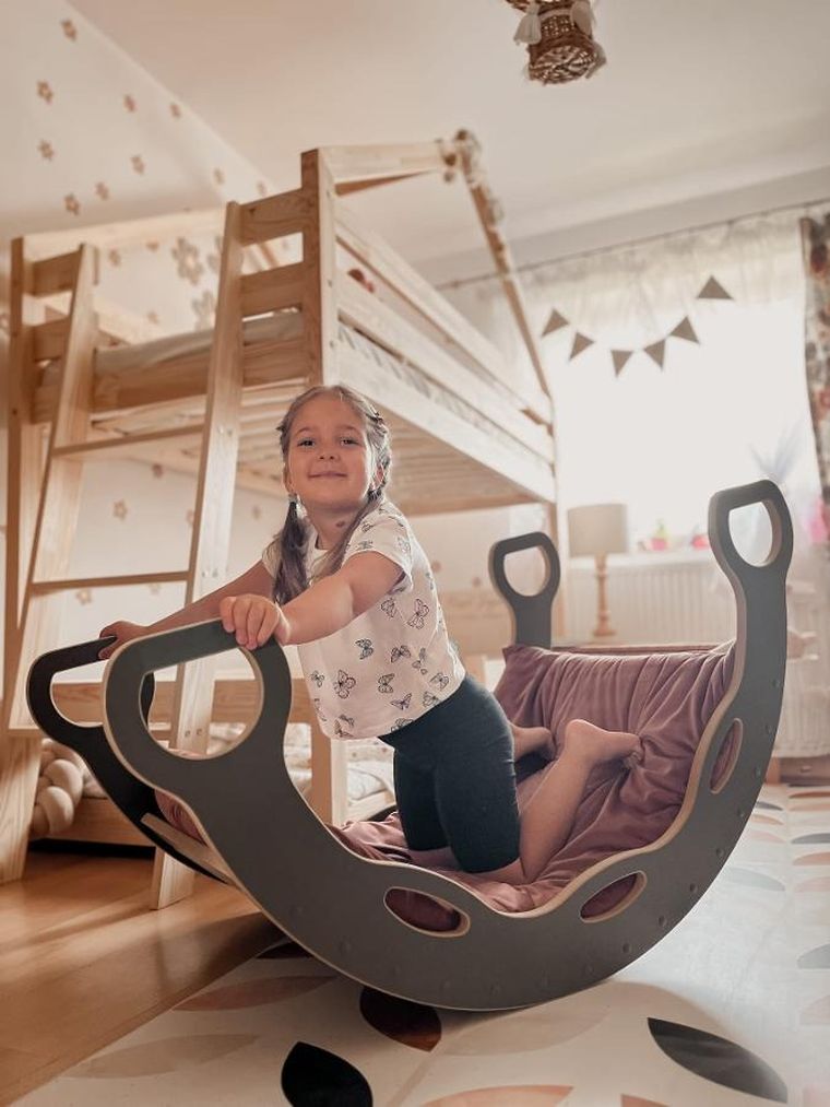 tupti.wood, poduszka do dużego bujaka montessori, materac, różowy