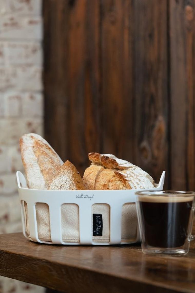 Vialli Design, koszyk na pieczywo z wkładem bawełnianym, Livio biały