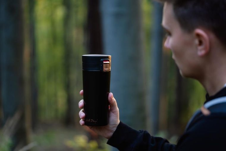 Vialli Design, kubek termiczny, 400 ml, FUORI, czarny Rose Gold