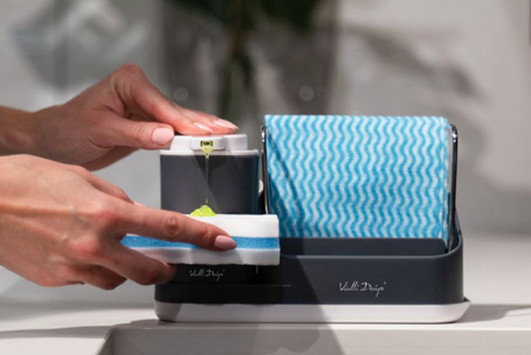 Vialli Design, Livio Duo, organizer kuchenny z dozownikiem na płyn, szary