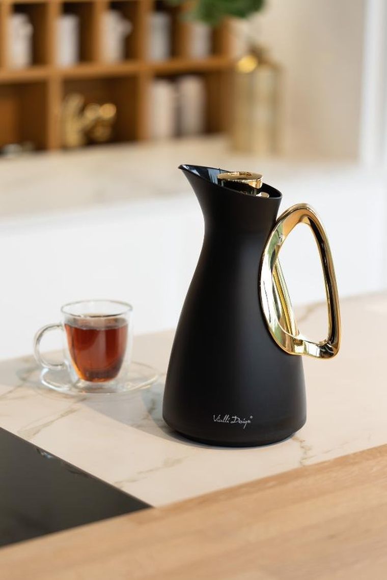 Vialli Design, termos z wkładem szklanym, Alessia, 1l, czarno-złoty