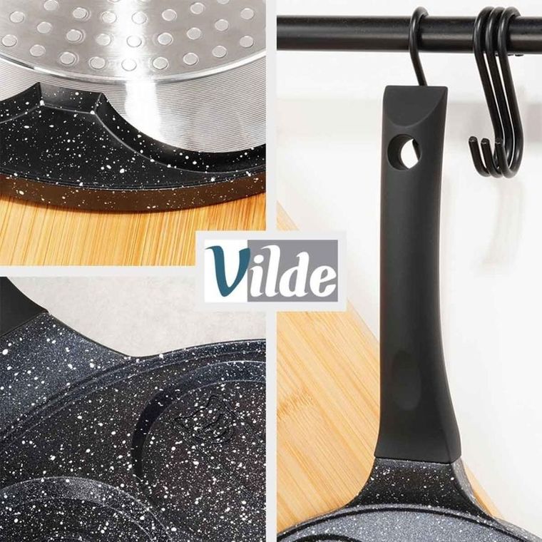 Vilde, Black Line, patelnia do jajek granitowa, 7 otworów, 26 cm