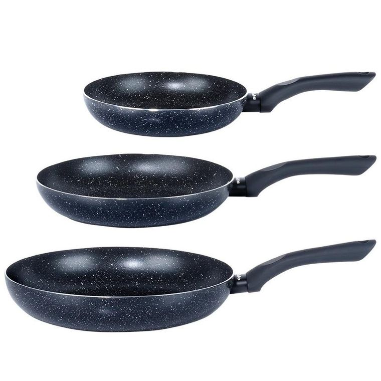 Vilde, Black Line, zestaw patelni granitowy, 20/24/28 cm, 3 szt.