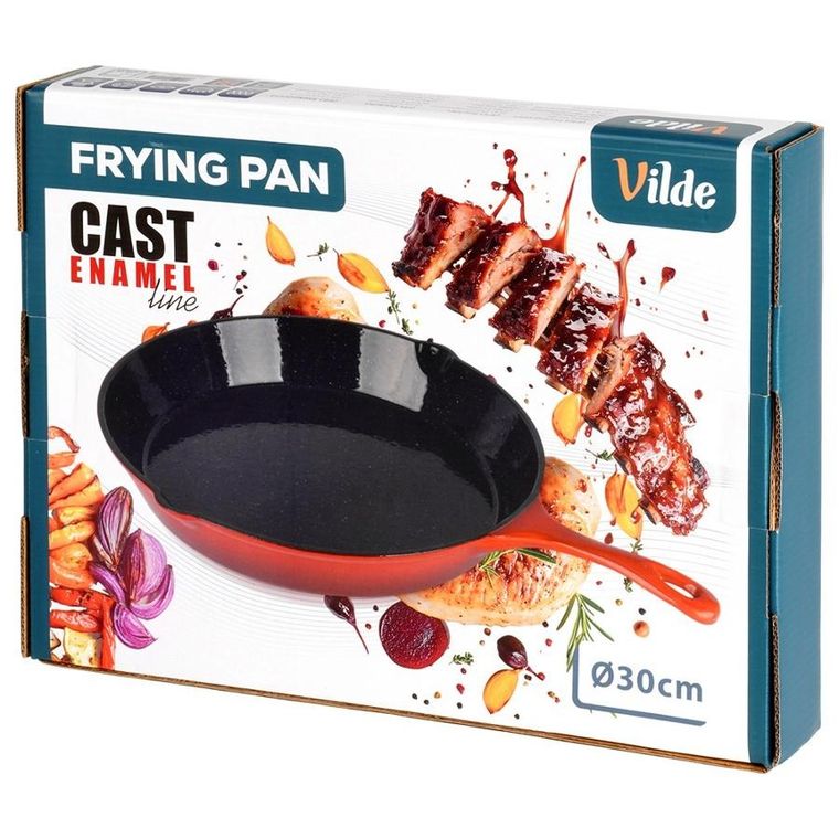 Vilde, Cast Enamel, patelnia żeliwna emaliowana z silikonową nakładką, 30 cm