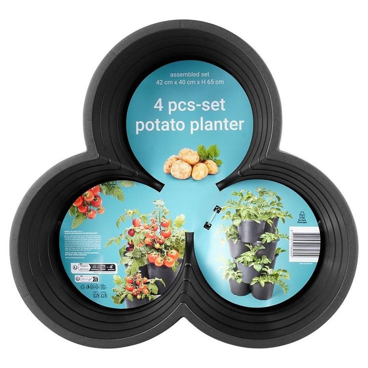 Vilde, doniczka ogrodowa plastikowa, czarna kaskadowa, 4 szt.