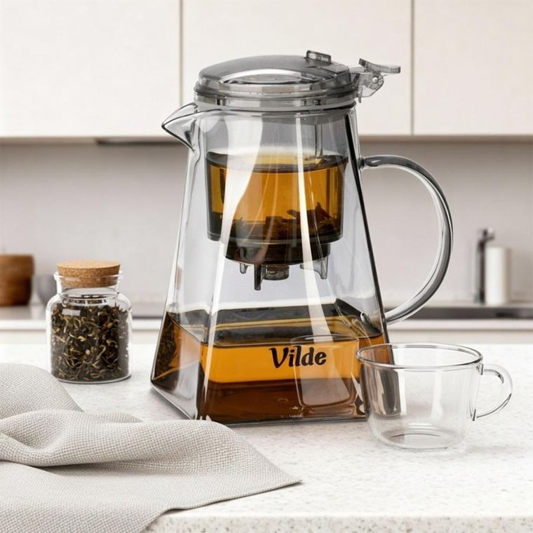 Vilde, dzbanek z zaparzaczem spustowym do herbaty, szklany, 880 ml