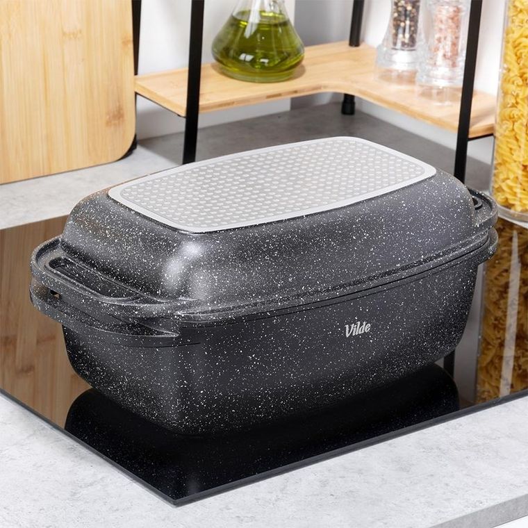 Vilde, Granitica, brytfanna granitowa z pokrywką 2w1, 5,5+2,5l, 40-22,5-16 cm