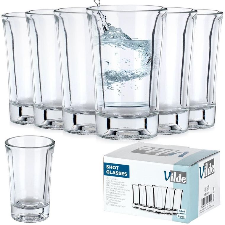 Vilde, kieliszki do wódki szklane, 40 ml, 6 szt.