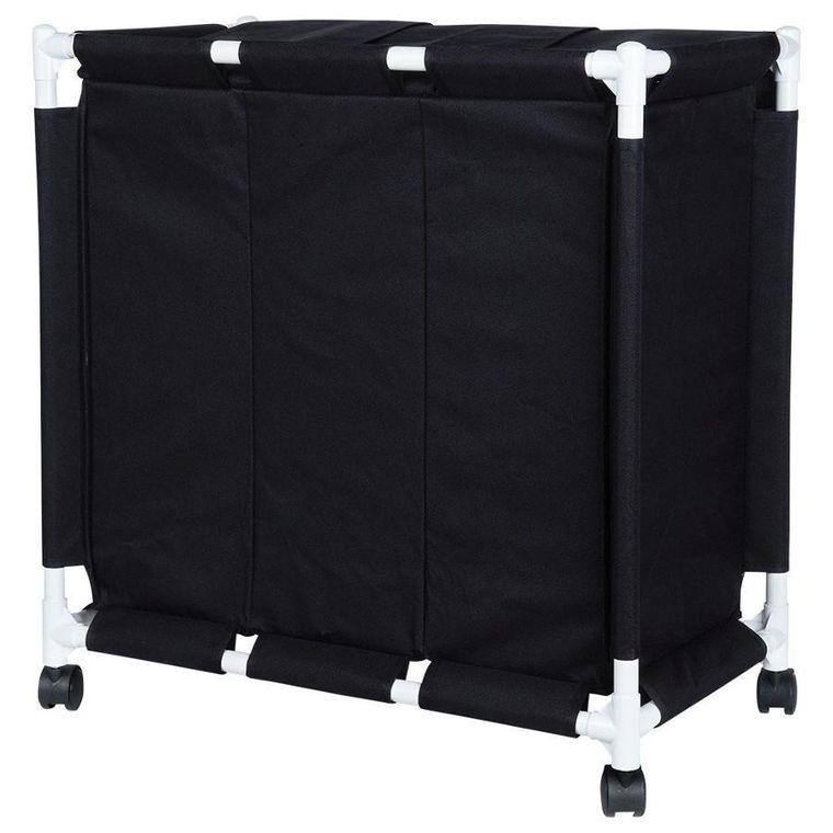 Vilde, kosz na pranie na kółkach, trzykomorowy, 137l