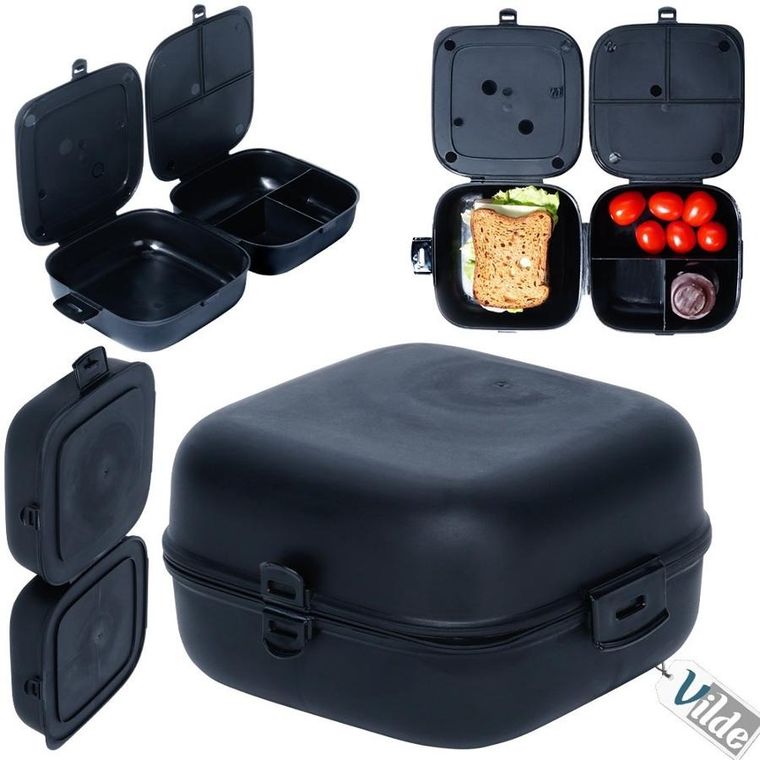 Vilde, lunchbox dzielony, czarny, 2-700 ml