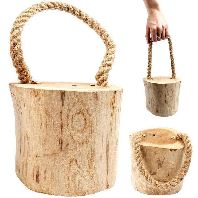 Vilde, odbojnik ogranicznik do drzwi drewniany z liną, 15 cm