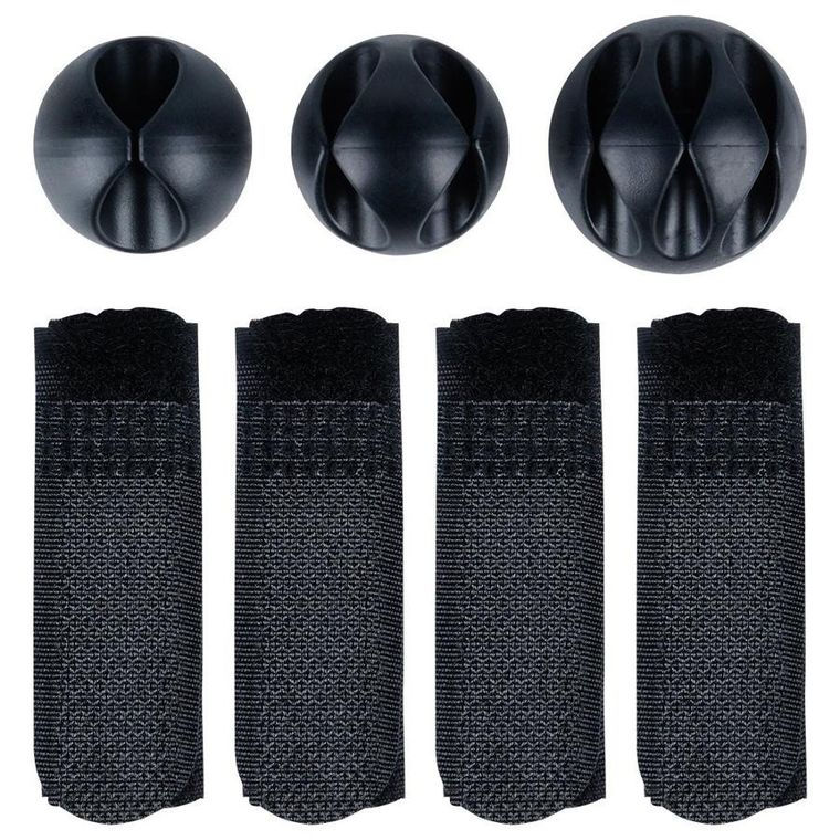 Vilde, organizer na kable pod blat biurka, metalowy czarny