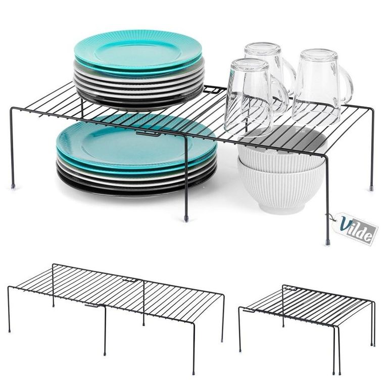 Vilde, rozsuwana półka kuchenna metalowa czarna, 34.5-48 cm