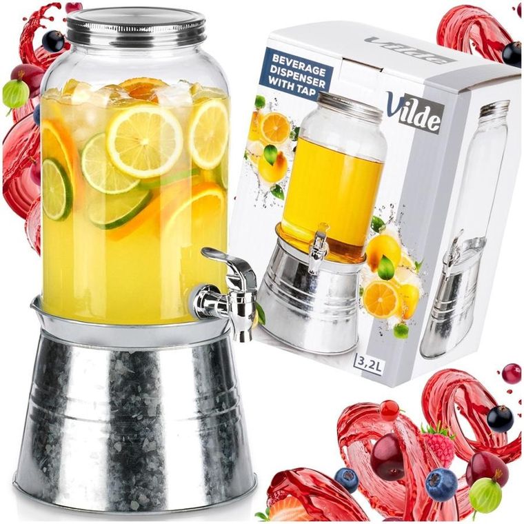 Vilde, słój do napojów z kranikiem i stojakiem, 3,2l