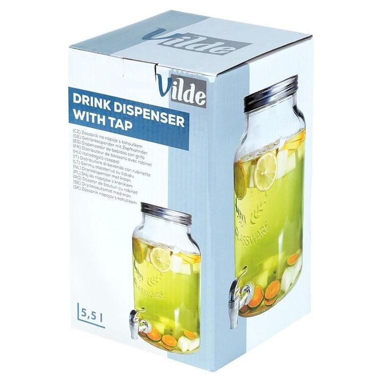 Vilde, słój do napojów z kranikiem, szklany, 6.2 l