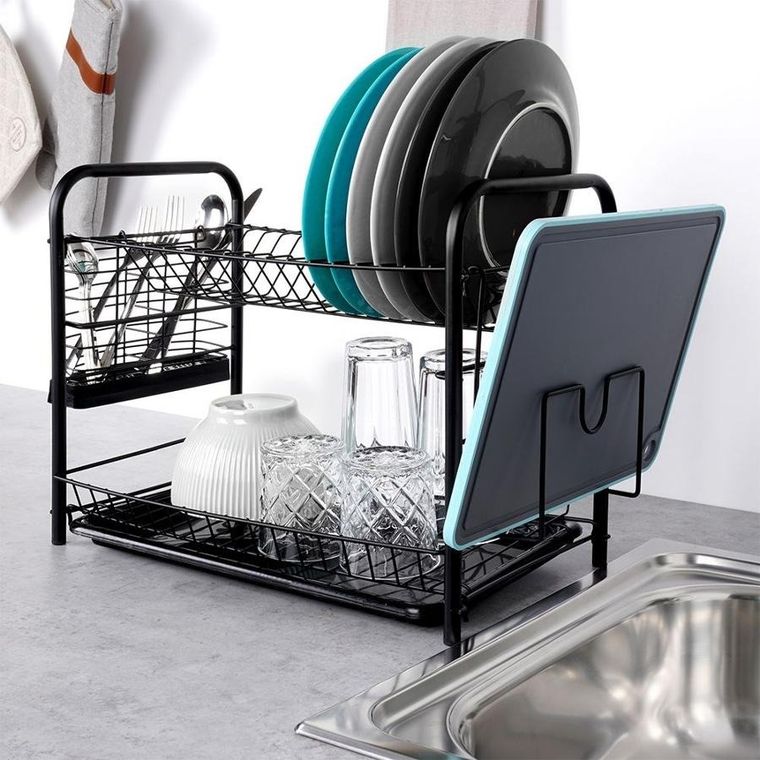 Vilde, suszarka na naczynia, czarna dwupoziomowa, 51.5-24.5-33 cm