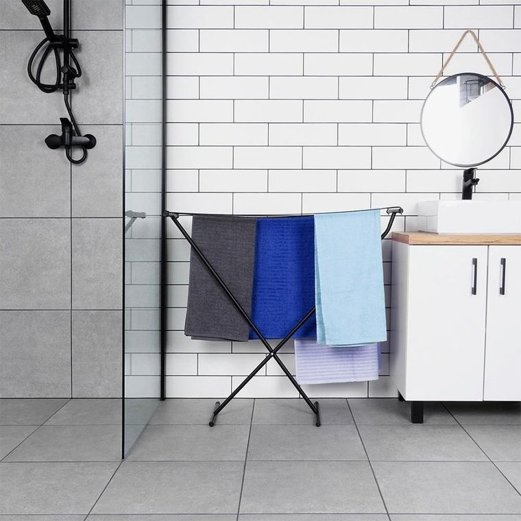 Vilde, suszarka na pranie metalowa, składana, czarna, 91-84 cm