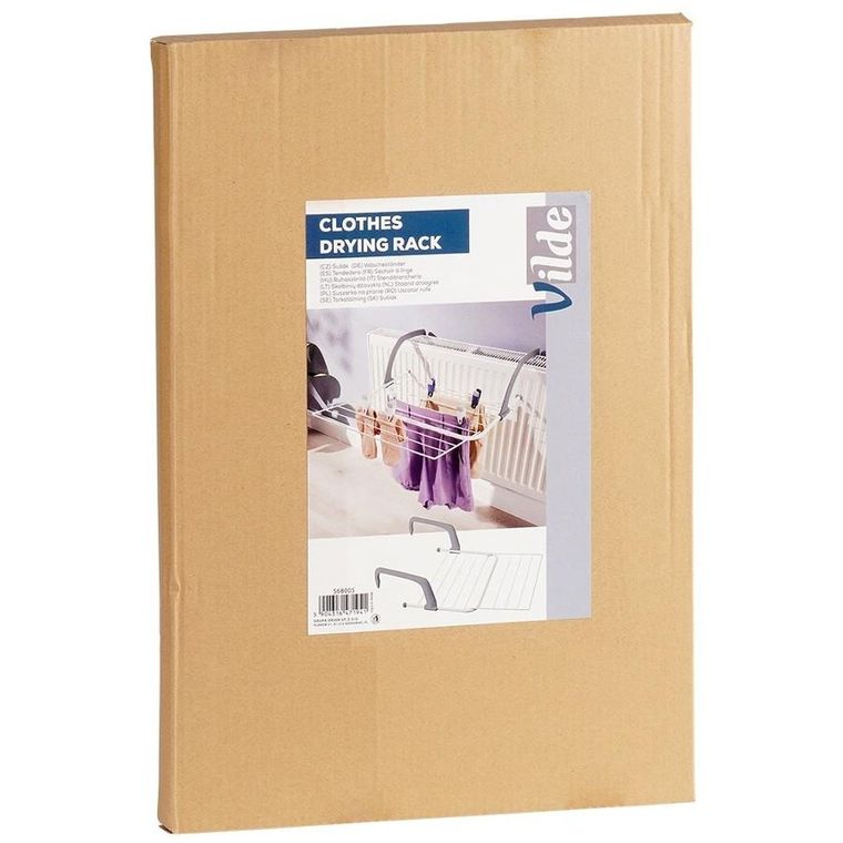 Vilde, suszarka na pranie na kaloryfer metalowa, biała rozkładana, 55-50.5 cm