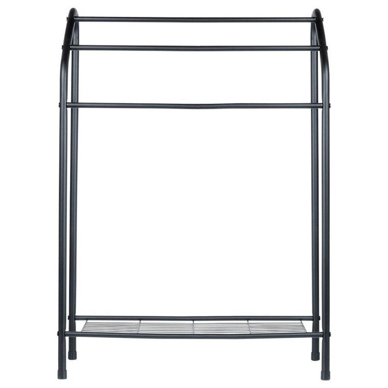 Vilde, wieszak na ręczniki stojący, metalowy, czarny