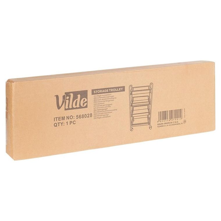 Vilde, wózek do przechowywania, metalowy czarny, 4-poziomowy