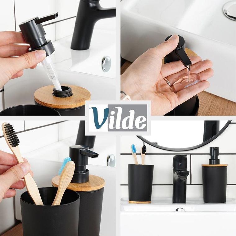 Vilde, zestaw łazienkowy, czarny, 3 el.