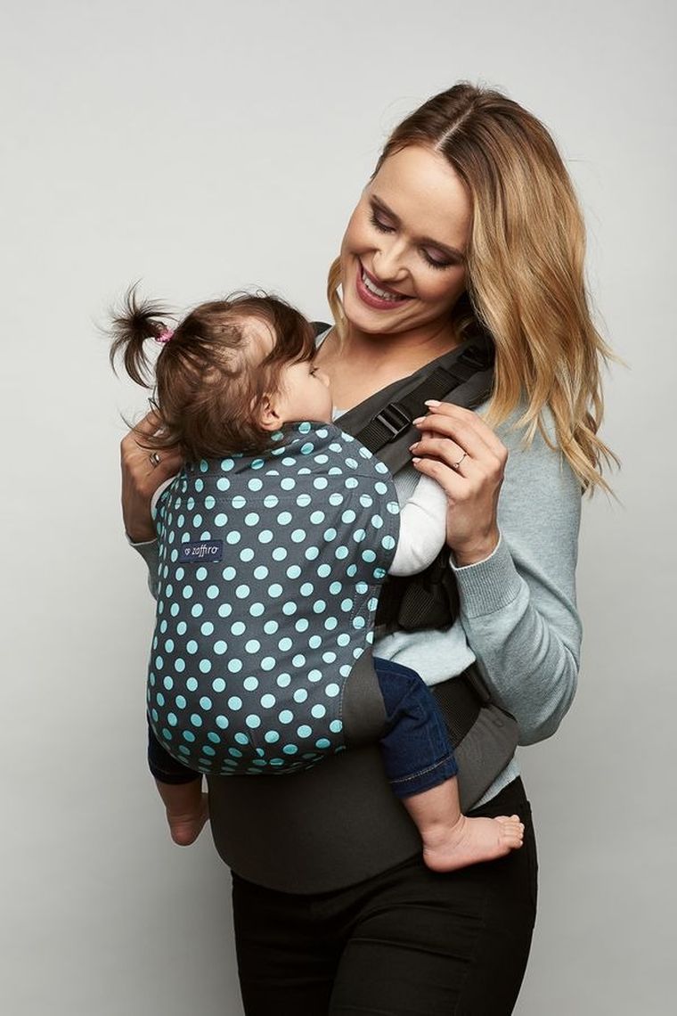 Zaffiro, Care, nosidełko dla niemowląt, szaro-turkusowe groszki